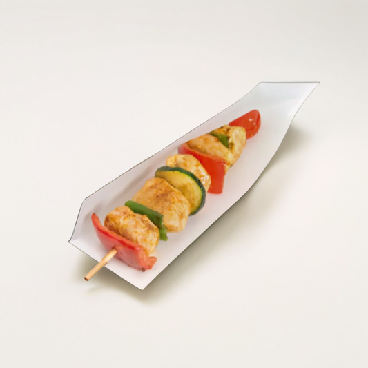 Sachets ouverts Brochettes, hot dogs 'OPEN PACK' 35 G/M2 + 10 LDPE 15x13/10 CM Blanc Kraft (100 unités)) Promo Emballages