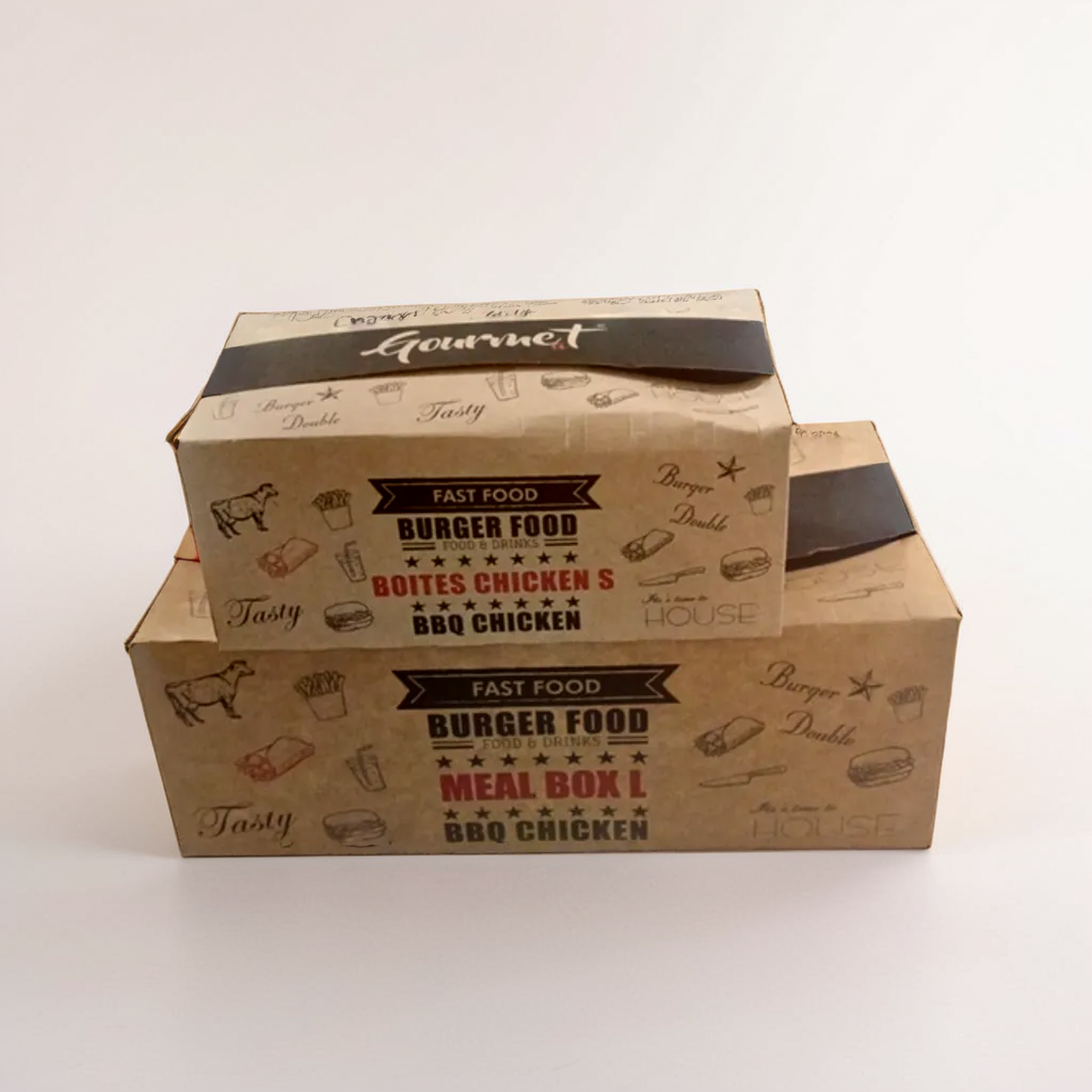 Boîte Take away rectangulaire en carton kraft brun PROMOEMBALLAGES