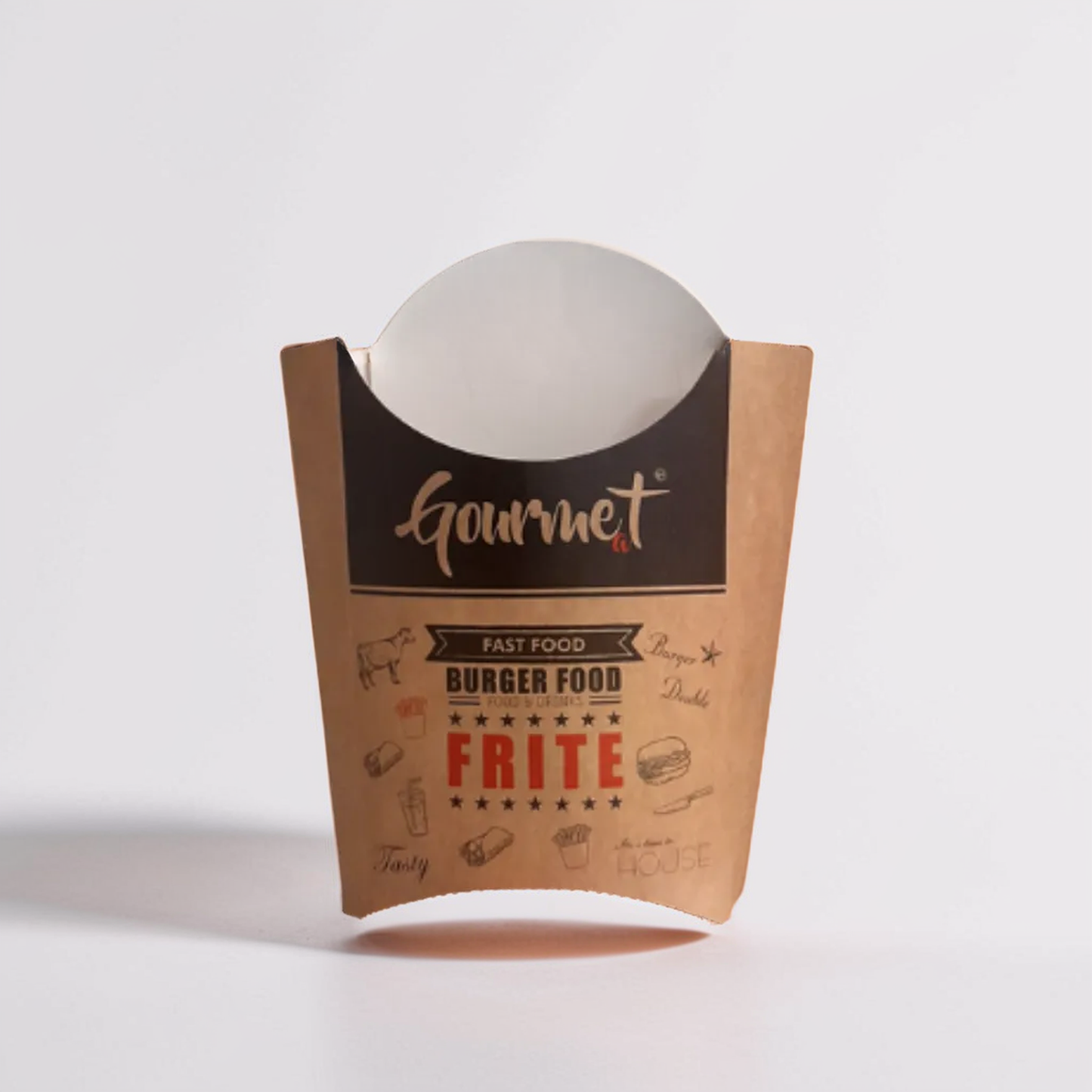 Étui à frites en carton brun / intérieur blanc Promo Emballages